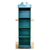 Vintage painted green slim bookshelf