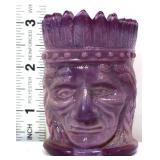Purple slag Native American chief toothpick holder