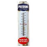 Vntg porcelain 9.5x36.5 Prestone adv thermometer