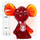Fenton amberina Christmas vest mouse figure