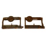 Pair vntg iron rolling parlor door hangers