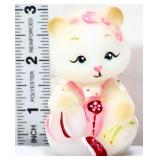 Fenton white satin mama bear sitting figure