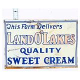Vntg metal 10x6.75 Land O Lakes Cream sign