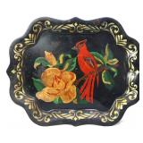 Vntg metal 19x15 tray w/ cardinal scene