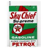 1959 porcelain 12x18 Sky Chief Petrox pump plate