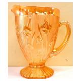 Vntg marigold carnival iris & herringbone pitcher