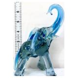 Blue art glass 6in elephant figure