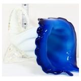 Murano cobalt/white cased cornucopia