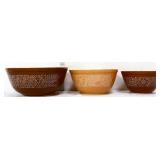 3 pc vintage Pyrex woodland mixing bowl set