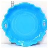 Vntg 12in blue opaline cake plate