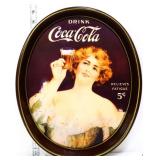 Metal Coca Cola 75 Anniversary Calendar Lady tray