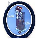 Vntg metal Coca Cola blue Calendar Lady tray