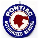 Round metal 11.5in Pontiac sign