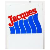 Vntg metal dbl side 18x24 Jacques sign