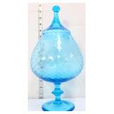 Vntg blue Empoli circus tent apothecary jar