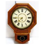 Vntg Waterbury school house clock w/ pendulum/key