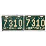 Pair 1937 Maine license plates