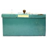 Vintage green metal storage box w/ key