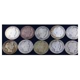 Lot of 10 barber half dollars