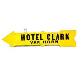 Vntg metal 19.5x4.5 Hotel Clark arrow sign