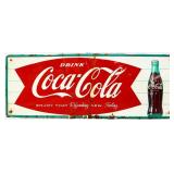 Vntg metal 32x12 Coca Cola fishtail sign