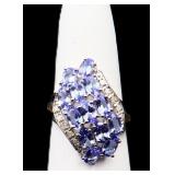 Sterling tanzanite dinner ring, lab created