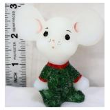 Fenton white satin mouse in green Christmas shirt