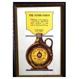 Vntg  framed 13x20 Little Brown Jug Syrup adv