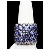 Sterling tanzanite ring, lab created