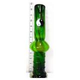 Green 12in art glass vase with yin yang