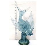 14in blue art glass fish figure