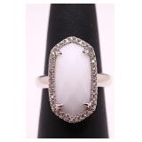White gemstone dinner ring, lab created