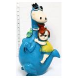 Vntg 15in Flintstone's Dino & Pebbles figural bank