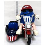 M&M's motorcycle and rider figural candy dispenser