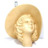 Vntg 10in cream colored lady head vase