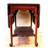 Vntg scallop edge drop leaf table w/ drawer