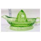 Vintage green depression juicer, glows
