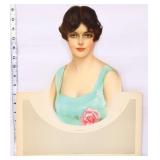 Vtg 13.5x16.75 Frank Desch die cut lady print