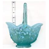 Fenton aqua opalescent lily of the valley basket