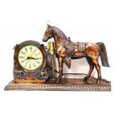 Vntg Lanshire figural horse clock/lamp