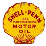 Porcelain 6x6 Shell Penn Motor Oil sign