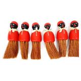 6 vintage style americana red barber brushes