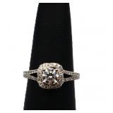 Sterling white sapphire square ring, lab created