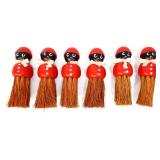 6 vintage style americana red barber brushes
