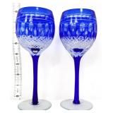 Lot of 2 blue bohemian goblets