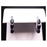 2CT GENUINE ONYX HOOP EARRINGS
