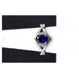 Sterling oval cut sapphire ring, lab grown
