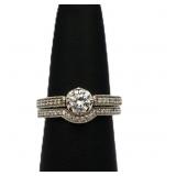 Sterling white sapphire wedding set, lab created