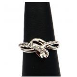Sterling white sapphire double stone ring lab made