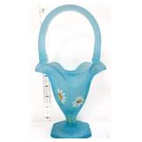 Fenton blue topaz satin white daisy basket